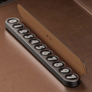 Uhivi brown leather aluminum parking sign open on dashboard