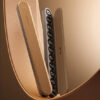 Uhivi brown leather aluminum parking sign open on car dashboard
