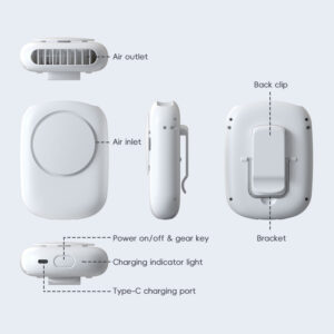 Uhivi portable fan structure diagram with all parts labeled